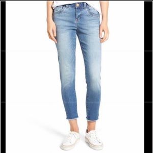 Wit & Wisdom light wash frayed bottom jeans